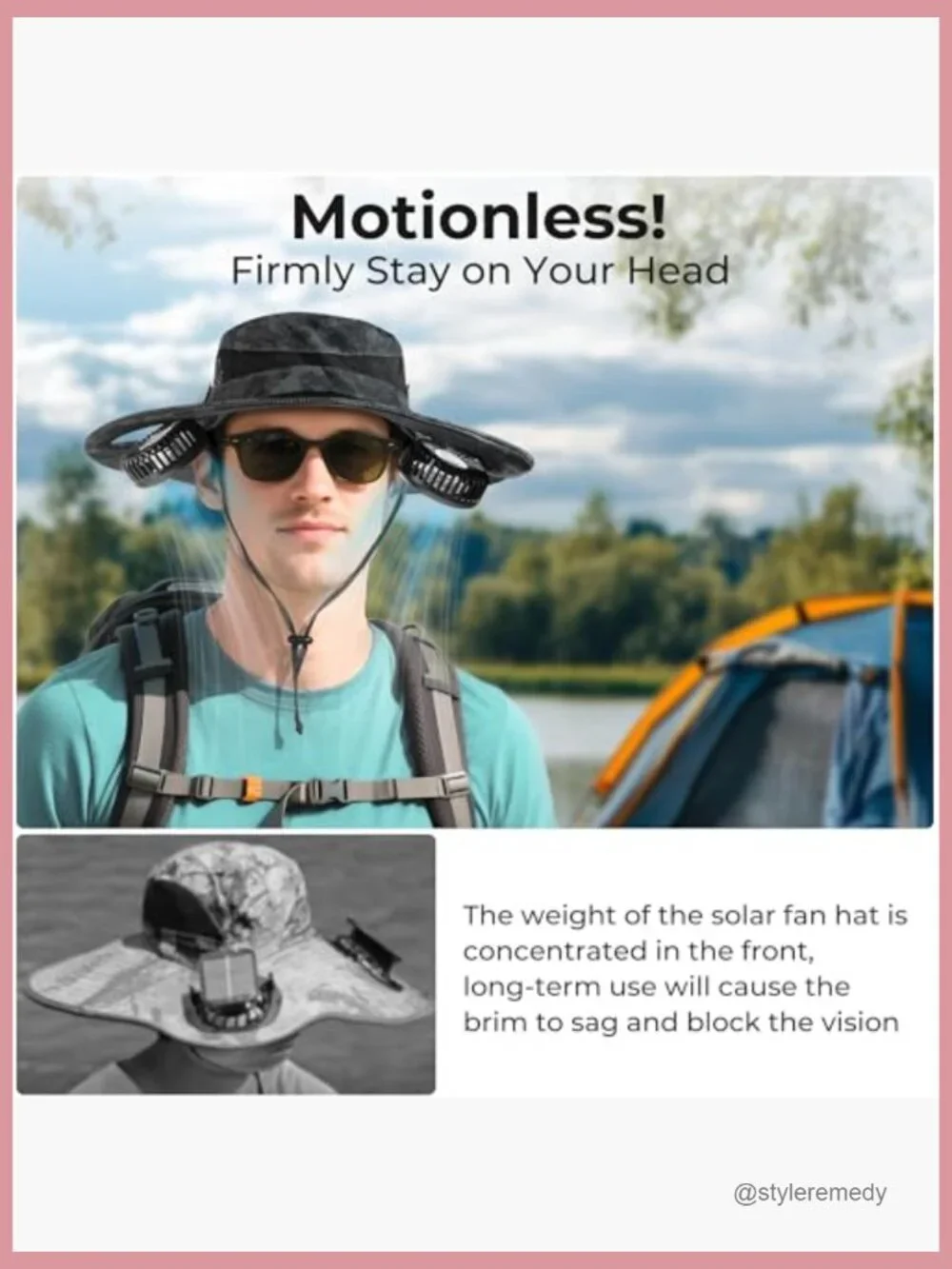 Bucket Hat Fan with 2600mAh Battery, 3 Speeds, UPF 50+, Portable Cooling,